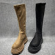 断码 处理不过膝长靴女秋冬新款 增高筒厚底弹力绒面长筒靴女瘦瘦靴