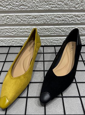 尖头绒面高跟鞋浅口单鞋女鞋子