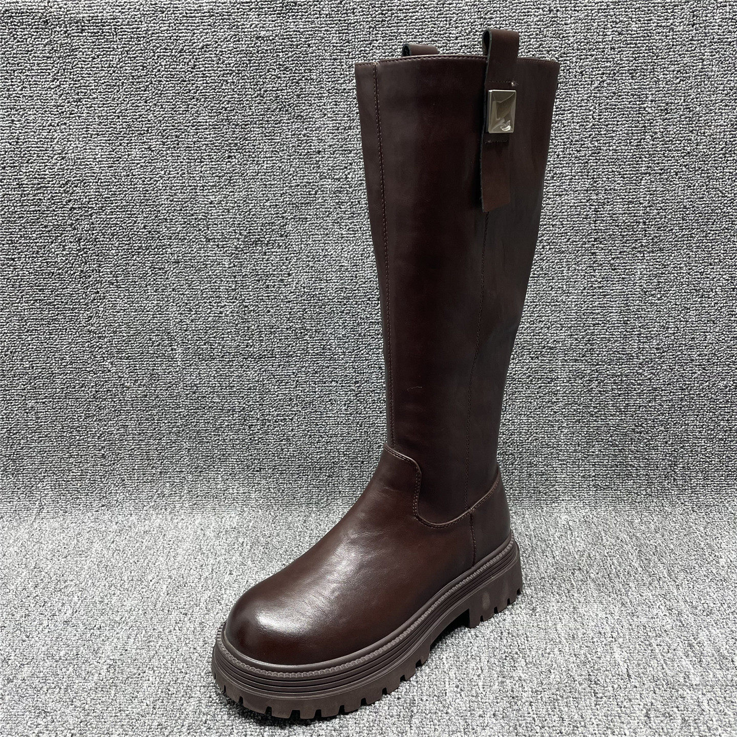 加绒厚底骑士靴西部长靴女靴