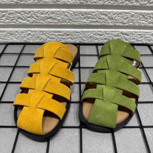 断码处理真皮平底凉拖鞋女夏季外