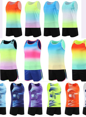 新款田径服套装男女夏季马拉松运动背心训练服比赛服