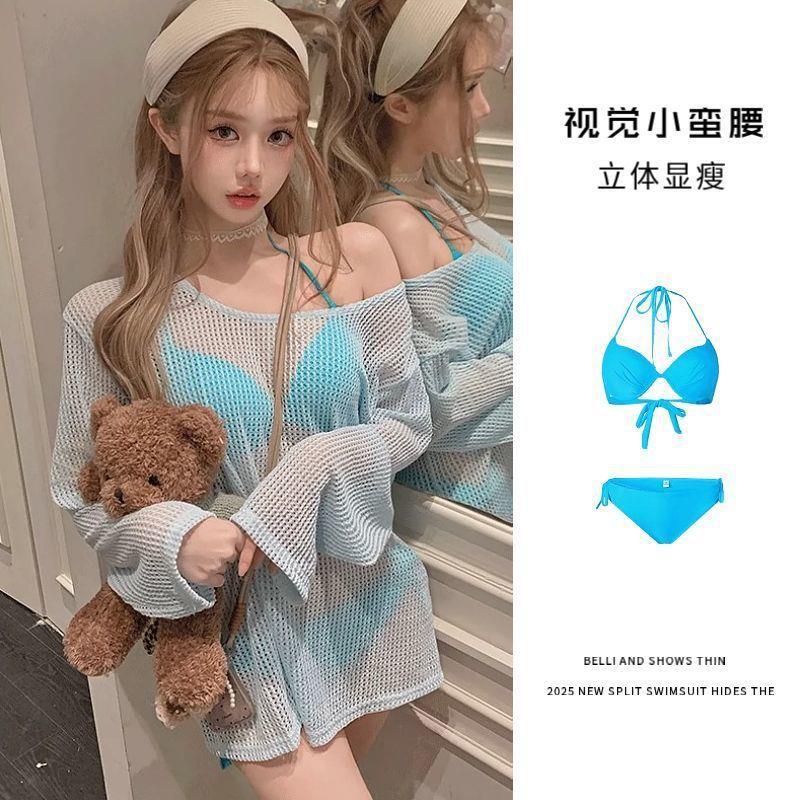 新款性感聚拢比基尼女游泳衣带罩衫显瘦辣妹度假绝美泡温泉泳装