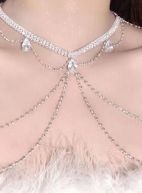 女神新衣~欧美性感胸链身体链个性网红比基尼甜酷辣妹项链时尚