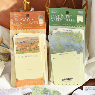 梵高莫奈油画便签50张永不落幕的艺术手帐拼贴背景打底装饰素材纸