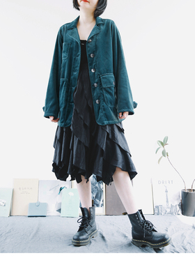 The That This | 欧洲纯棉丝绒 | 原创独立设计深墨绿色工装外套