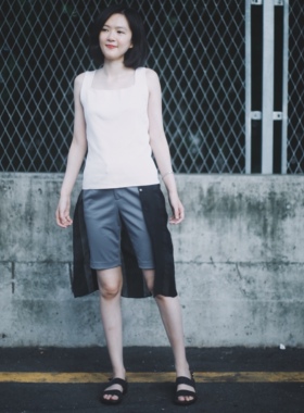 The That This | 欧洲高密棉 欧根纱 | 半裙摆中性短裤 | may yon