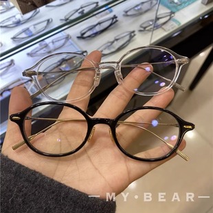 新品 书呆子超轻钛板材眼镜框女椭圆复古简约Kate近视防蓝光镜架