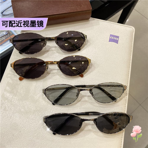 新品复古高品美拉德猫眼太阳镜墨镜高级防紫外线遮阳近视墨镜LOW