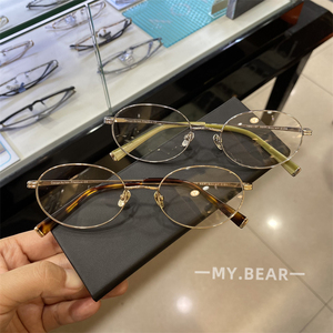 新品设计师全框眼镜框高智老钱风书呆子精致女方圆脸轻盈钛眼镜架