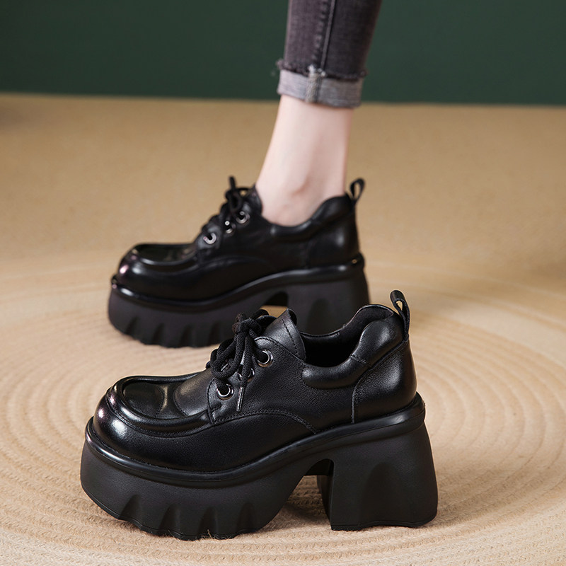 头层牛皮乐福鞋女2026年春季复古英伦风厚底百搭单鞋粗跟小皮鞋女