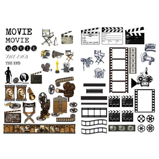 已裁剪 电影素材欧美怀旧都市文艺家居复古相框手帐贴纸小贴画