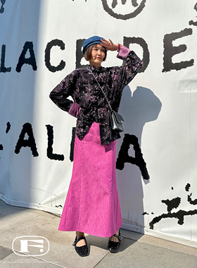 蜜桃单宁女孩 港味复古百搭高腰显瘦半身裙质感牛仔鱼尾裙a版长裙