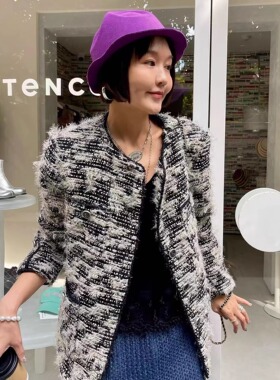 珍藏版巴黎周末秋冬法式复古小香风编织粗花呢外套高级感小众西装
