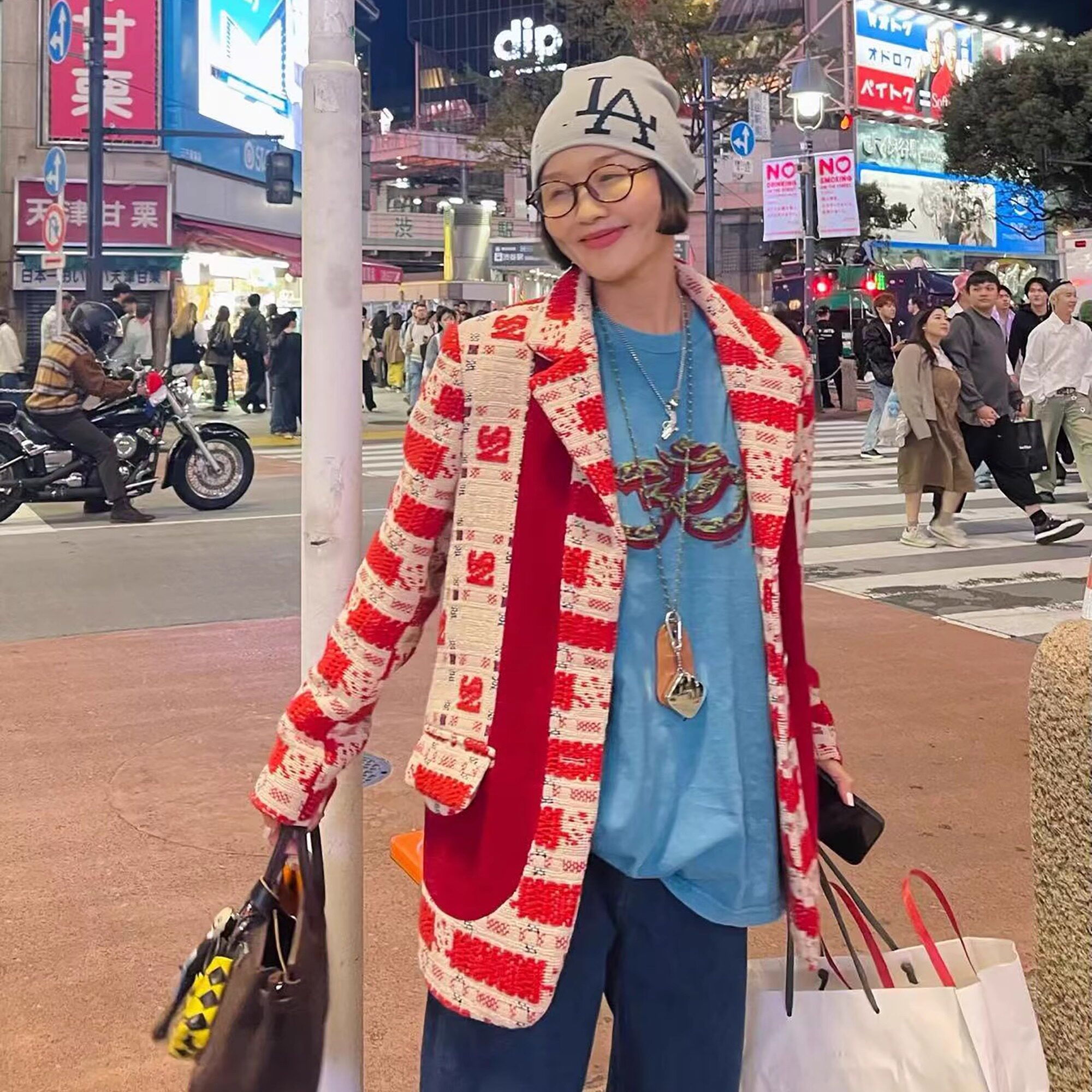 店主私服 游园糖果屋复古红玩味vintage拼接羊毛西装外套2024新款
