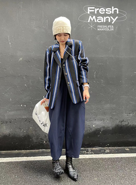 限量 港风chic炸街重工解构精纺羊毛廓形裤九分裤百搭有型哈伦裤