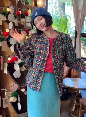 FreshMany海岛日记绝美配色高定花呢编织小香外套高级感优雅西装