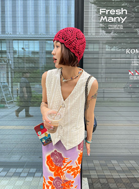 法式甜妹 高定重工系列好穿百搭精致高级感浮雕质感短款马夹 背心