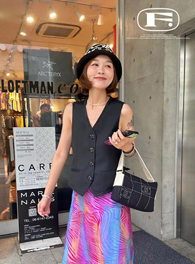 FreshMany原创 混搭王者黑色复古精致刺绣花边马夹重工雕花马甲