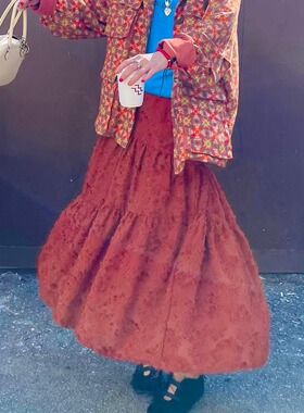 普罗旺斯悠游假日 橙色落日流苏半裙 高级质感遮肉显瘦鱼尾裙伞裙