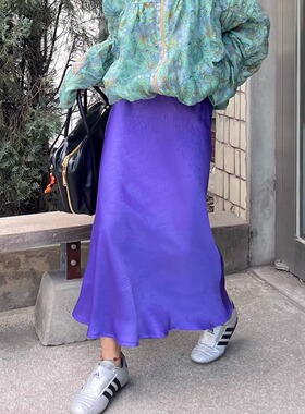 今夏第一条C位裙 高端进口重磅褶皱醋酸半身裙光感垂悬斜裁鱼尾裙