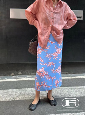 原创限定款 绝美蜿蜒花卉高腰显瘦半身裙 H版后开叉提花直筒裙