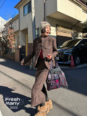 羊毛呢休闲西服外套半身裙套装