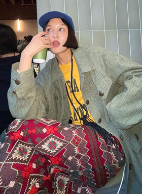 休闲日记日本褶皱肌理宽松多口袋美式机能风牛仔外套户外工装上衣