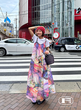 FreshMany限量版花花蝴蝶 法式慵懒吸睛宽松吊带裙小众高级连衣裙