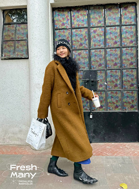 超正！巅峰级日本稀有色阿尔巴卡长毛羊绒大衣羊毛呢极简长款外套