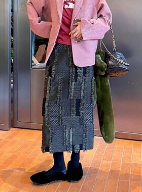 高级味道看不够！日本小众面料洋气流苏百搭慵懒时髦半身裙直筒裙