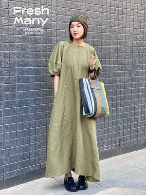 日本亚麻小众设计感连衣裙