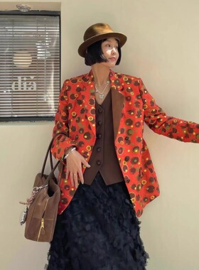 店主私服异域vibes艺术重工钉珠刺绣闪片西装外套法式设计感上衣