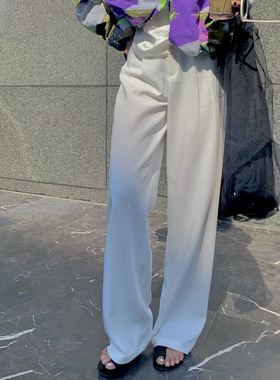 万年经典款纯色高腰长腿简洁百搭宽松显瘦阔腿裤吸烟裤