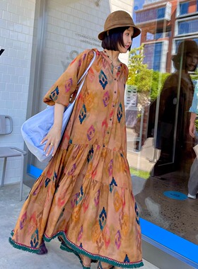 心中挚爱C位裙 夏日焦糖玛奇朵流苏连衣裙宽松显瘦高级感小众长裙