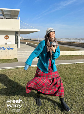 圣诞好物 日本进口羊毛经典苏格兰格纹半身裙 好运连绵复古A字裙
