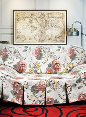 防尘加厚亚麻布艺仿旧沙发巾皮沙发罩沙发套全盖布梦想的翅膀红色