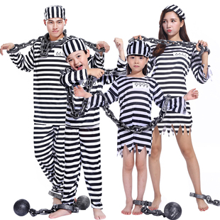 万圣节Cosplay条子与囚犯衣服囚人服装女囚衣服男囚服男囚犯衣服
