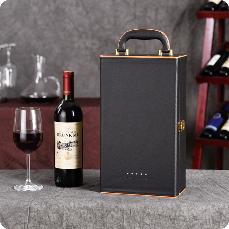 红酒包装盒礼盒双支装高档干红葡萄酒包装皮盒手提红酒箱空盒定制