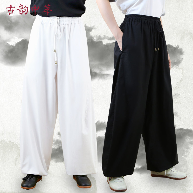 2026新款纯棉太极裤高端灯笼裤武术训练裤子男女棉麻休闲宽松大码
