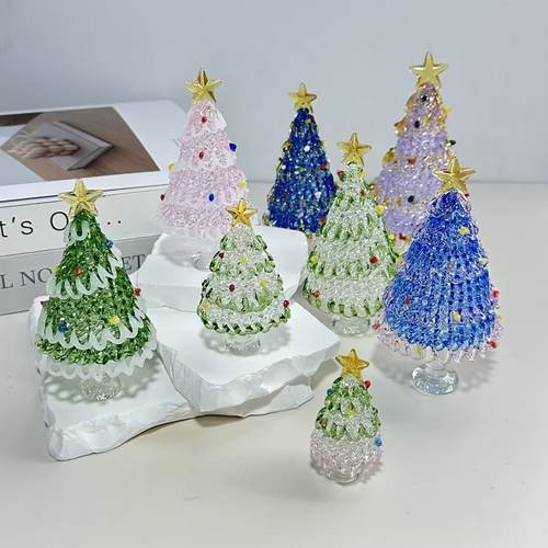 梦幻琉璃圣诞树摆件多彩精致手工玻璃艺术圣诞节日氛围装饰礼品