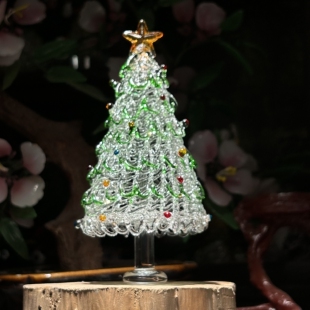 淄博纯手工琉璃圣诞树拉丝透明桌面摆件装饰品创意圣诞节生日礼物