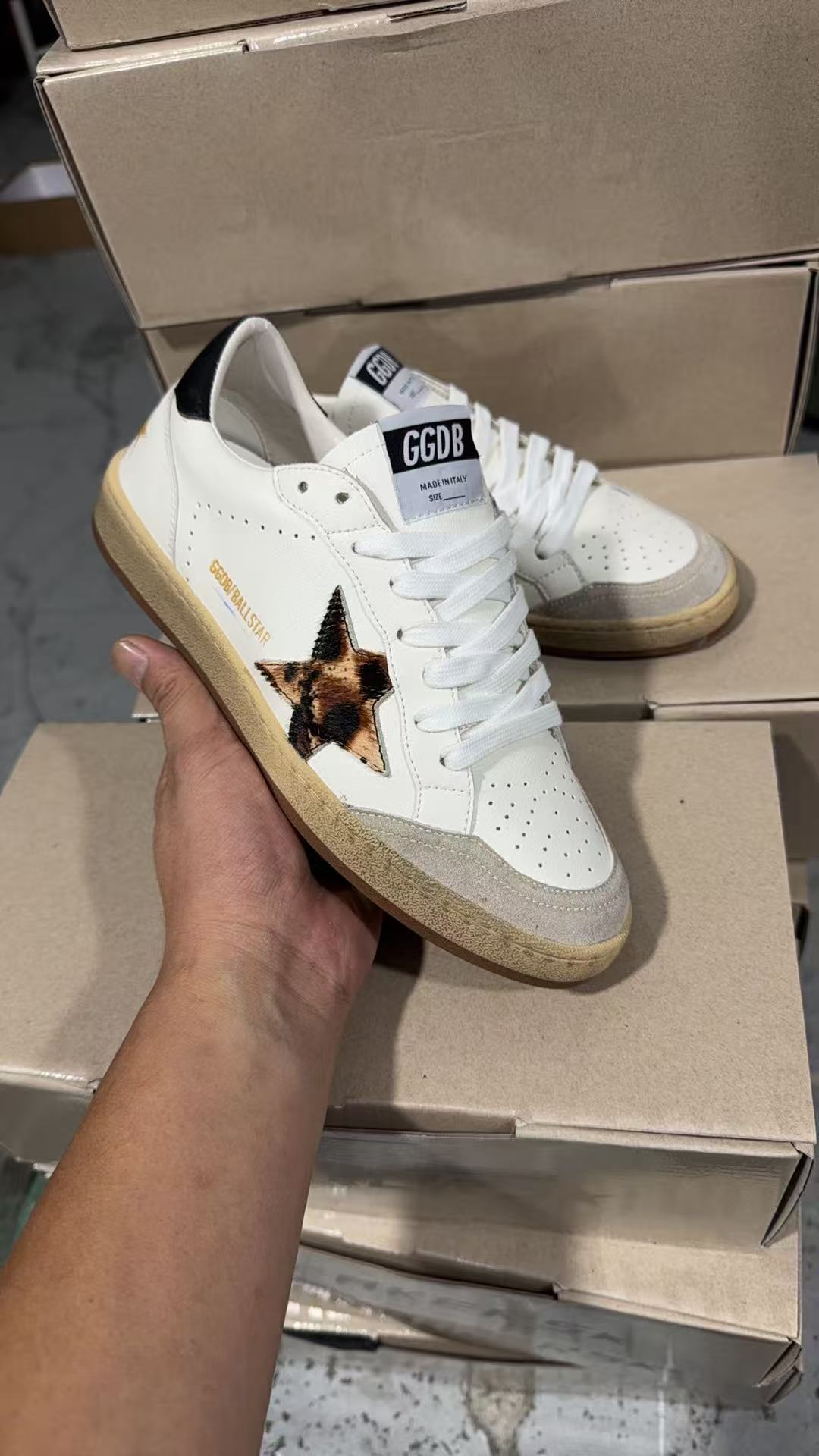 新款星星小脏鞋脏脏鞋做旧小白鞋小众板鞋男女款黑尾豹纹星休闲鞋