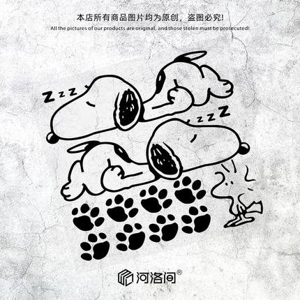 史努比电动车贴纸反光防水镭射镂空摩托车装饰个性可爱狗卡通647