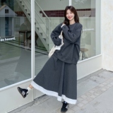 【现货】深灰色花边拼接卫衣半裙套装296A-8167-P185-K298，女装套装/套裙，浙宝296A