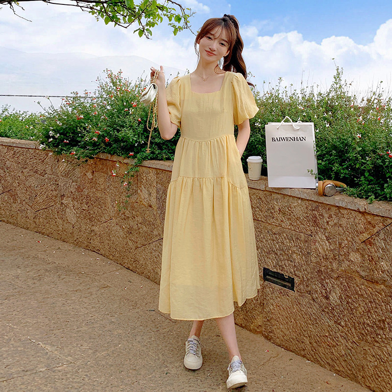 【新款现货】2023年夏装新款奶黄奶黄温柔风连衣裙23826P120K178,女装孕妇装,浙宝296A