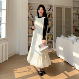 【现货】温柔风拼接背心裙黑色T恤两件套296A-8135-p165-k248，女装连衣裙，浙宝296A