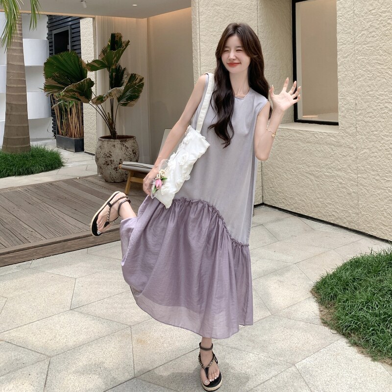 【新款】26夏季浅紫色拼接无袖连衣裙2B130-8163-P140-K248,女装连衣裙,浙宝296A
