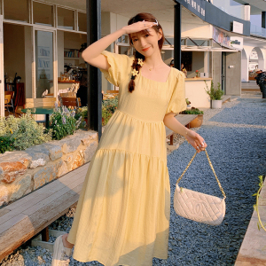 【新款现货】2023年夏装新款奶黄奶黄温柔风连衣裙23826P120K178,女装孕妇装,浙宝296A