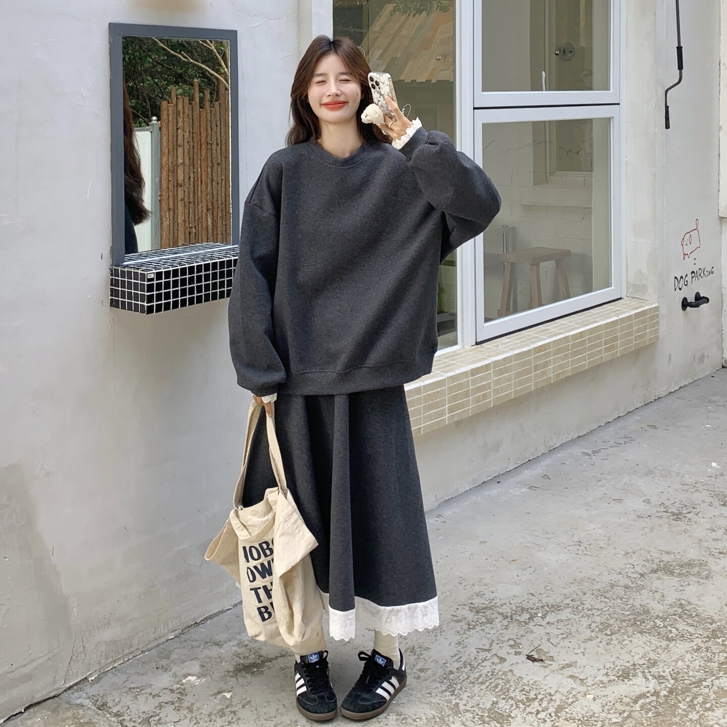 【现货】深灰色花边拼接卫衣半裙套装296A-8167-P185-K298,商品下架区,浙宝296A