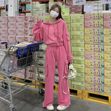 296A【秋装新款】2023休闲火龙果色卫衣套装2339-P180K238，女装运动套装，浙宝296A